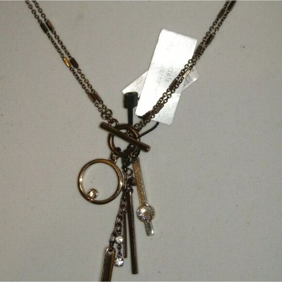 WHITE HOUSE BLACK MARKET CONVERTIBLE CHARM PENDANT CHOCOLATE NECKLACE NWT 18 3/8 - Picture 3 of 4